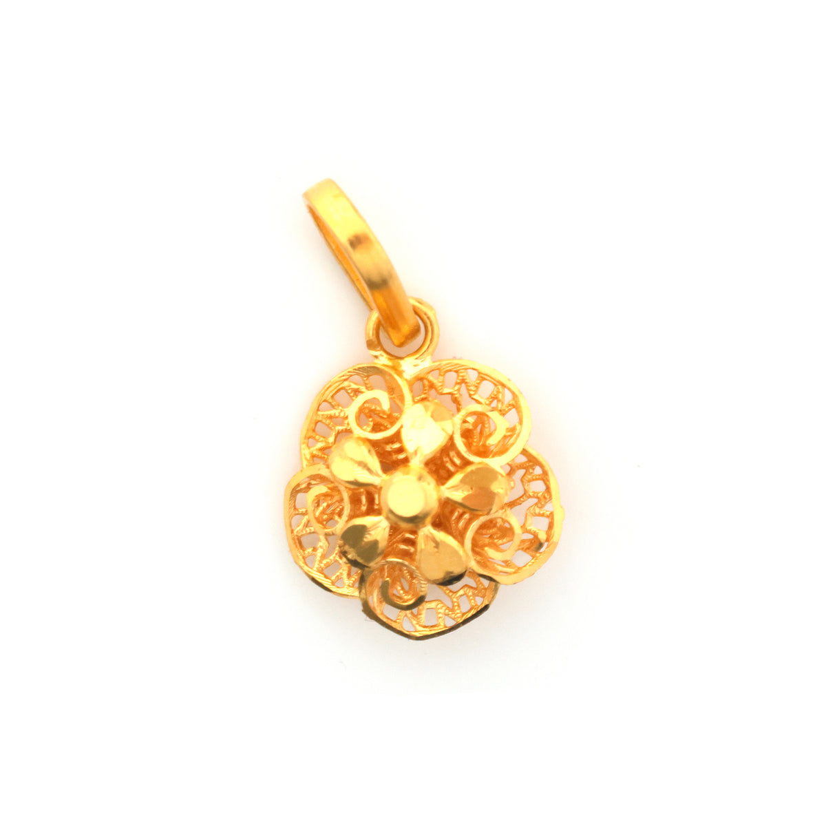 22K Gold Filigree Flower Pendant