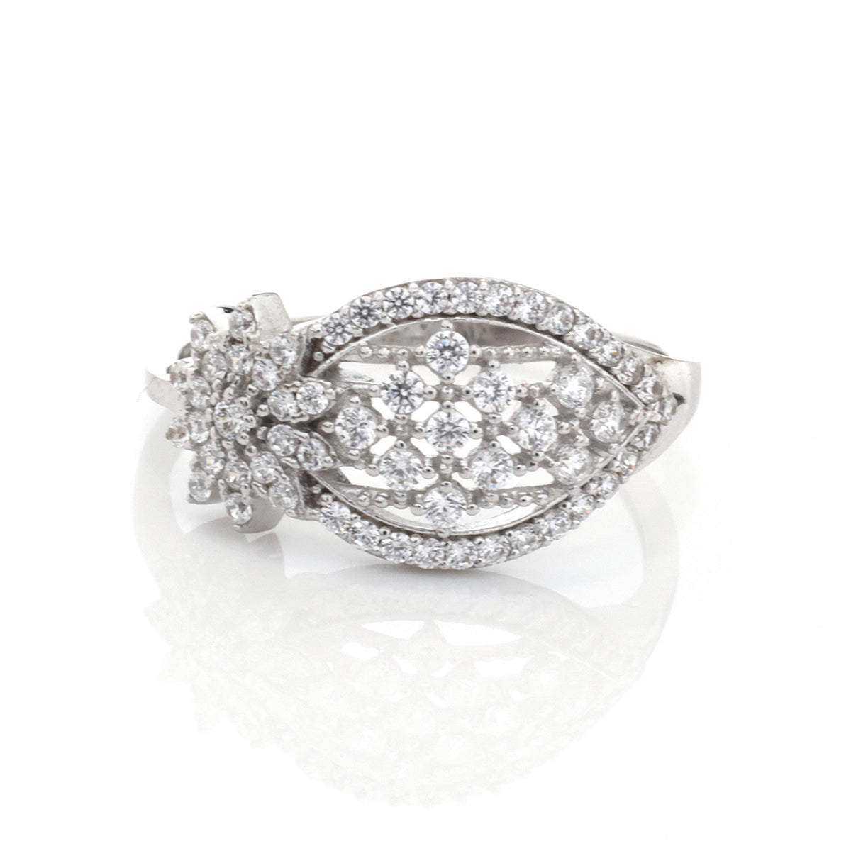 18K Gold Marquise Pave Halo Ring