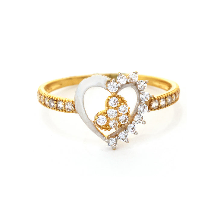 18K Gold Ring – Layered Heart Motif Ring – Making Charge