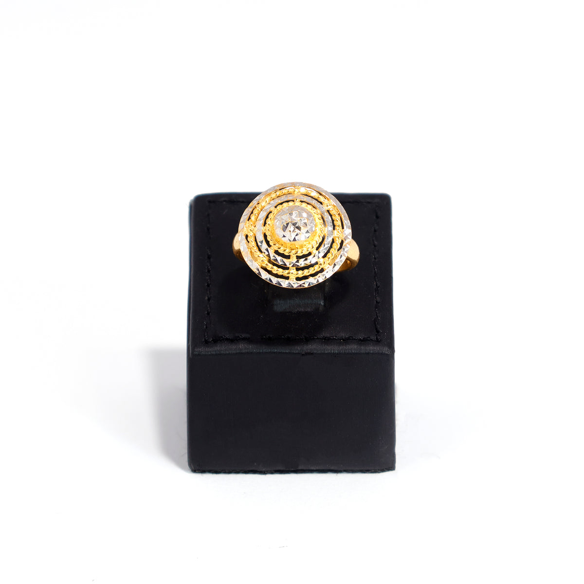 22K Gold Spiral Ring with Concentric Circle Design - Main View