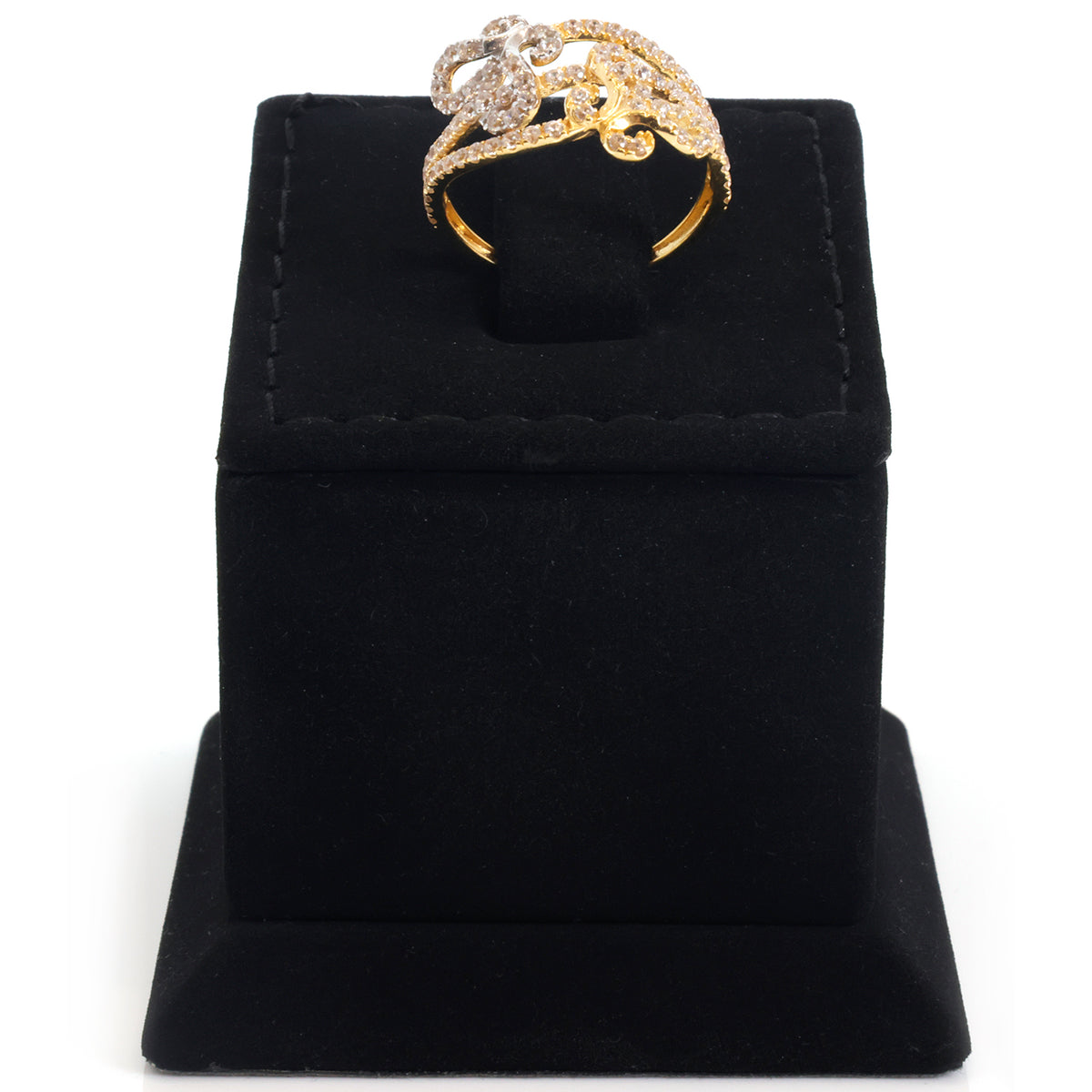 18K Gold Two-Tone Pave Scroll Ring