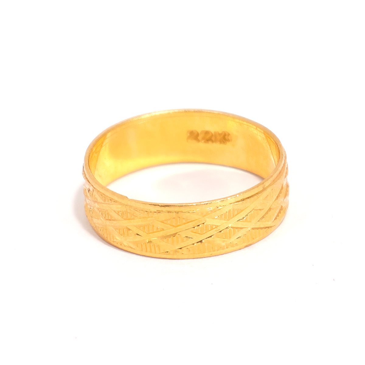 22K Gold Ring – Textured Band Design – Zero Making Charge - Main View