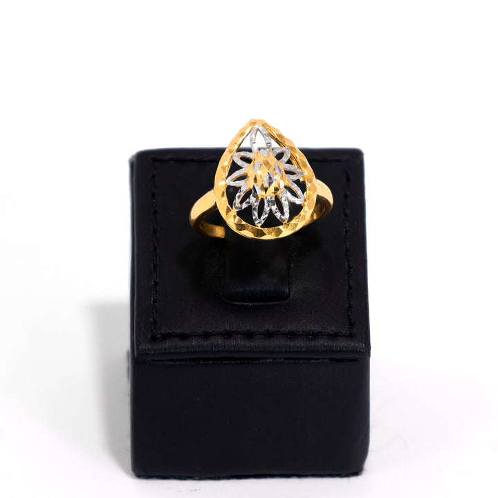 22K Gold Ring - Two-tone Floral Design - Zero-Making Charge - Main View