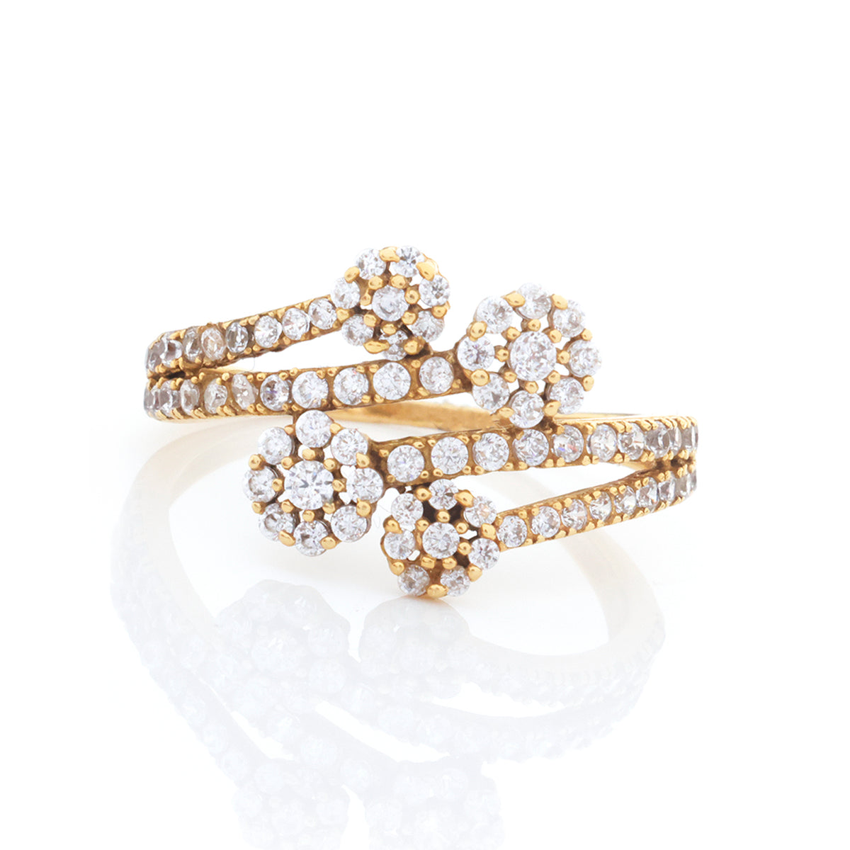 18K Gold Branching Flower Cluster Ring