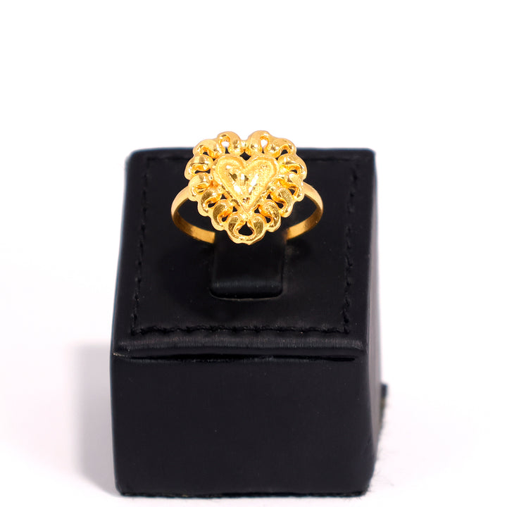 22K Gold Ring - Heart Filigree Design - Zero Making Charge - Main View