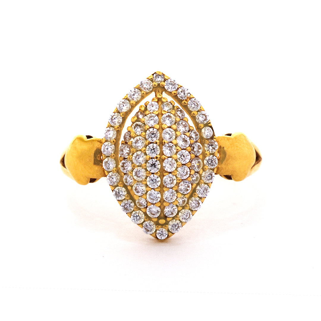 Gold and diamond earring on a white background