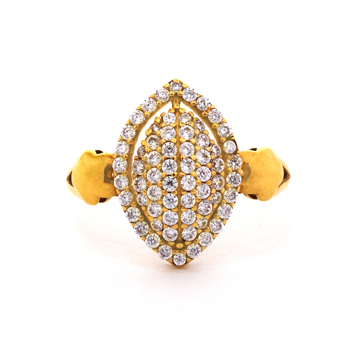 Gold and diamond earring on a white background