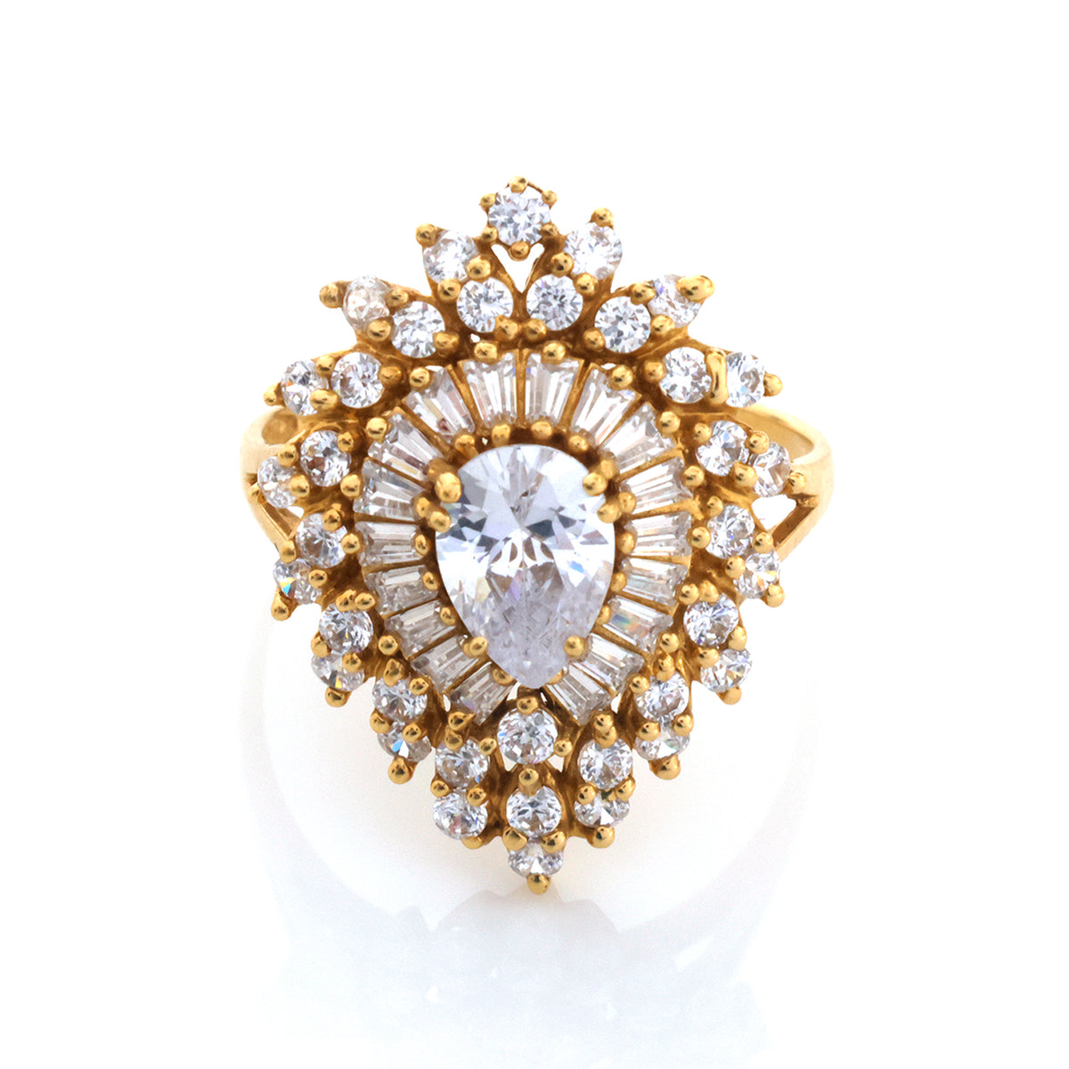 18K Gold Pear Halo Statement Ring - Zero making charge