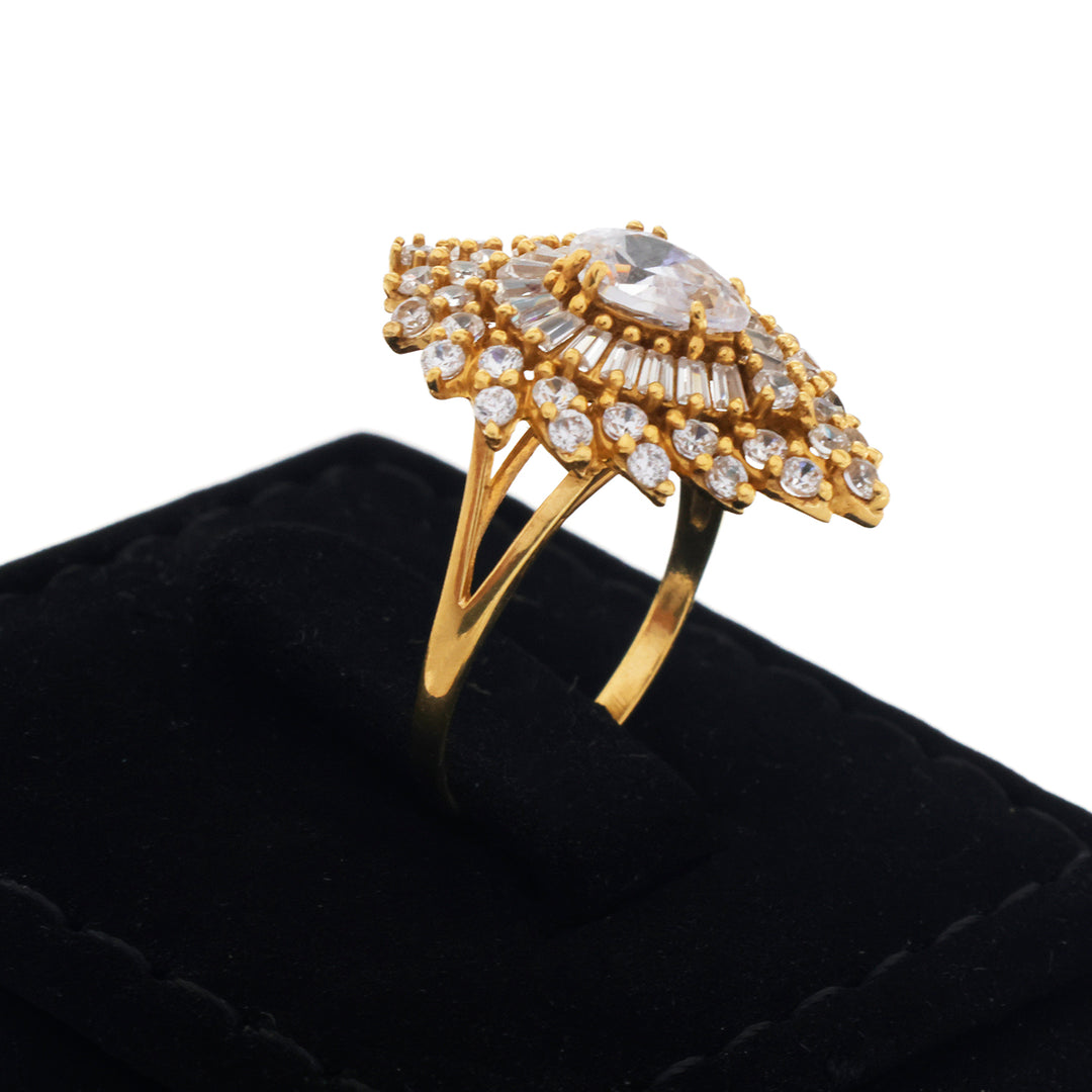 18K Gold Pear Halo Statement Ring - Zero making charge