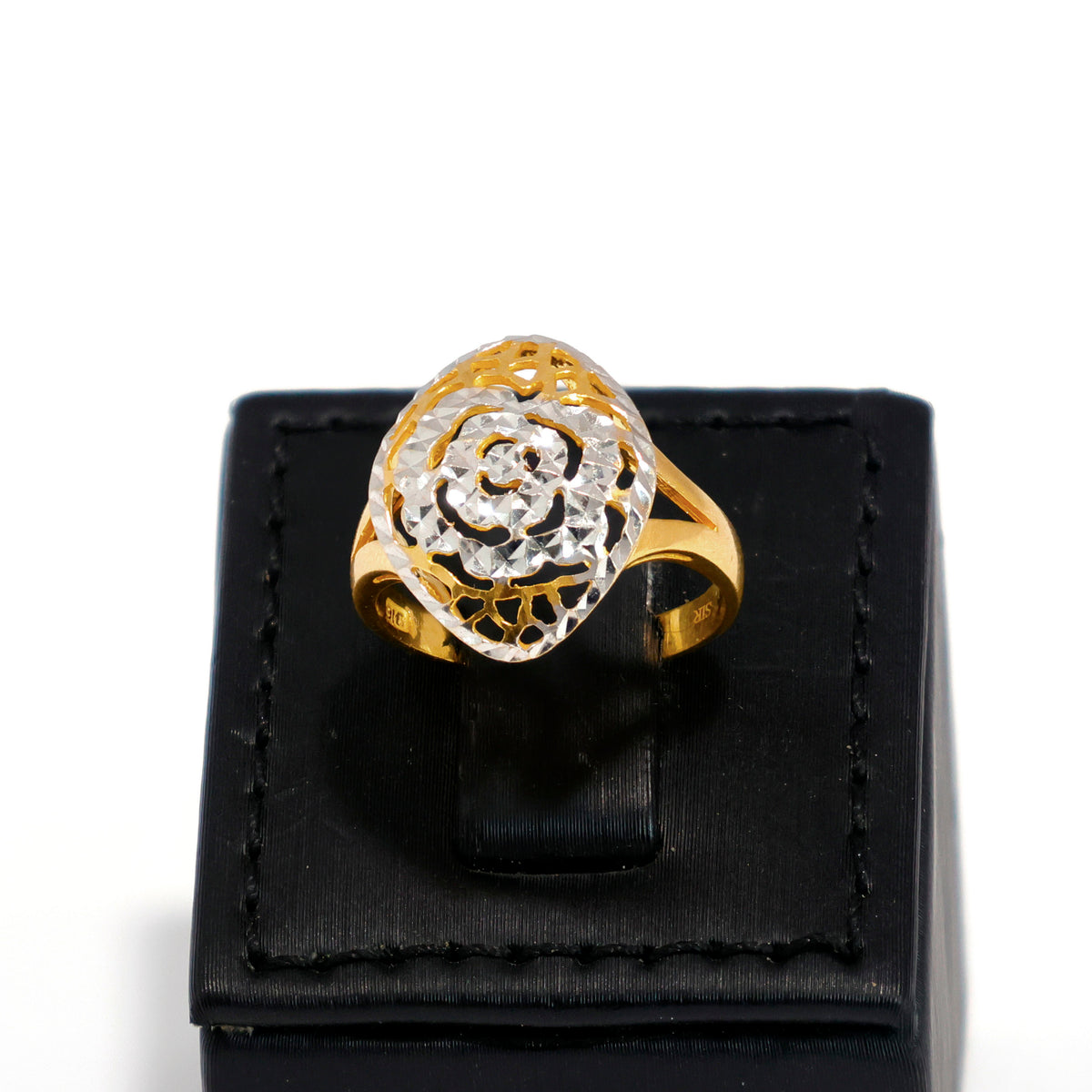 22K Gold Ring – ornate filigree petal ring design – Zero Making Charge - Main View