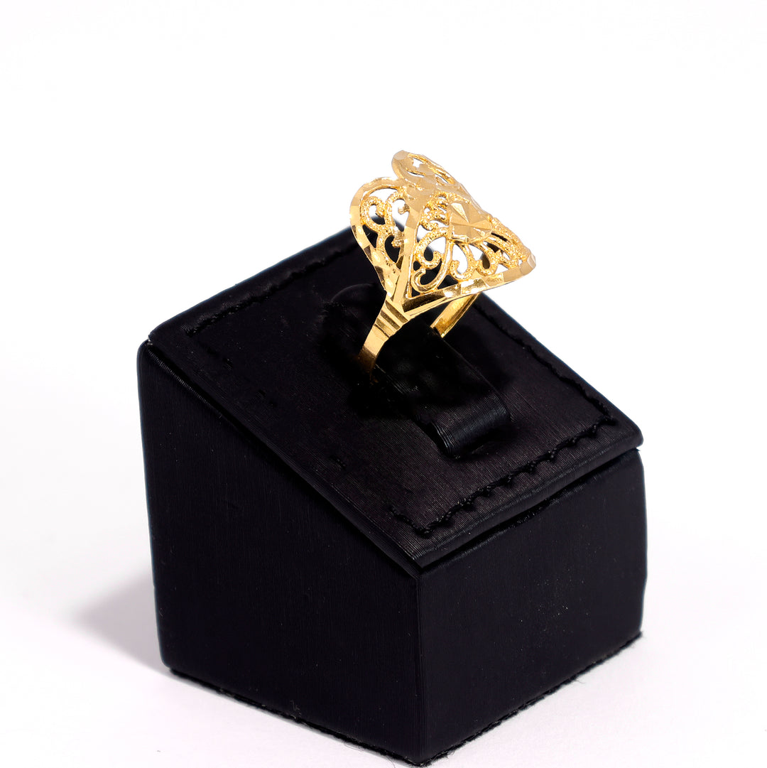 22K Ring Gold Ring with Filigree Statement Design - Side Angle