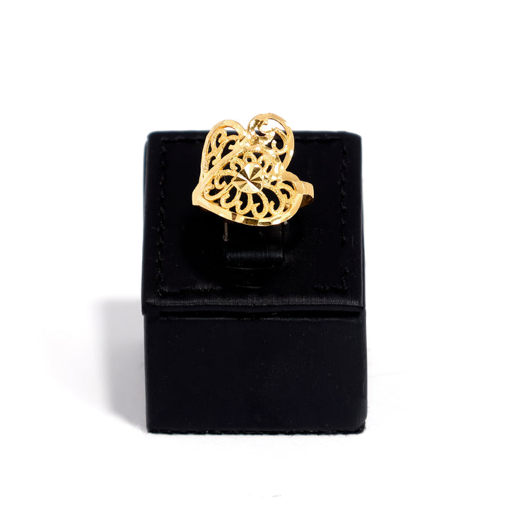 22K Ring Gold Ring with Filigree Statement Design - Main View