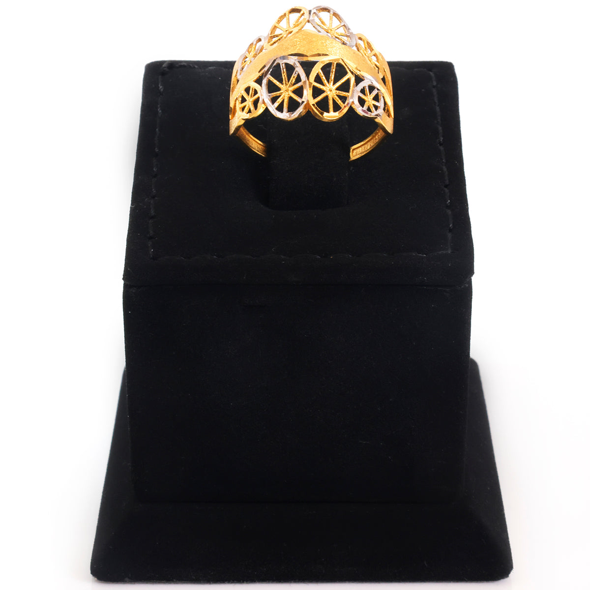 22K Gold Double Row Spoke Wheel Band Ring