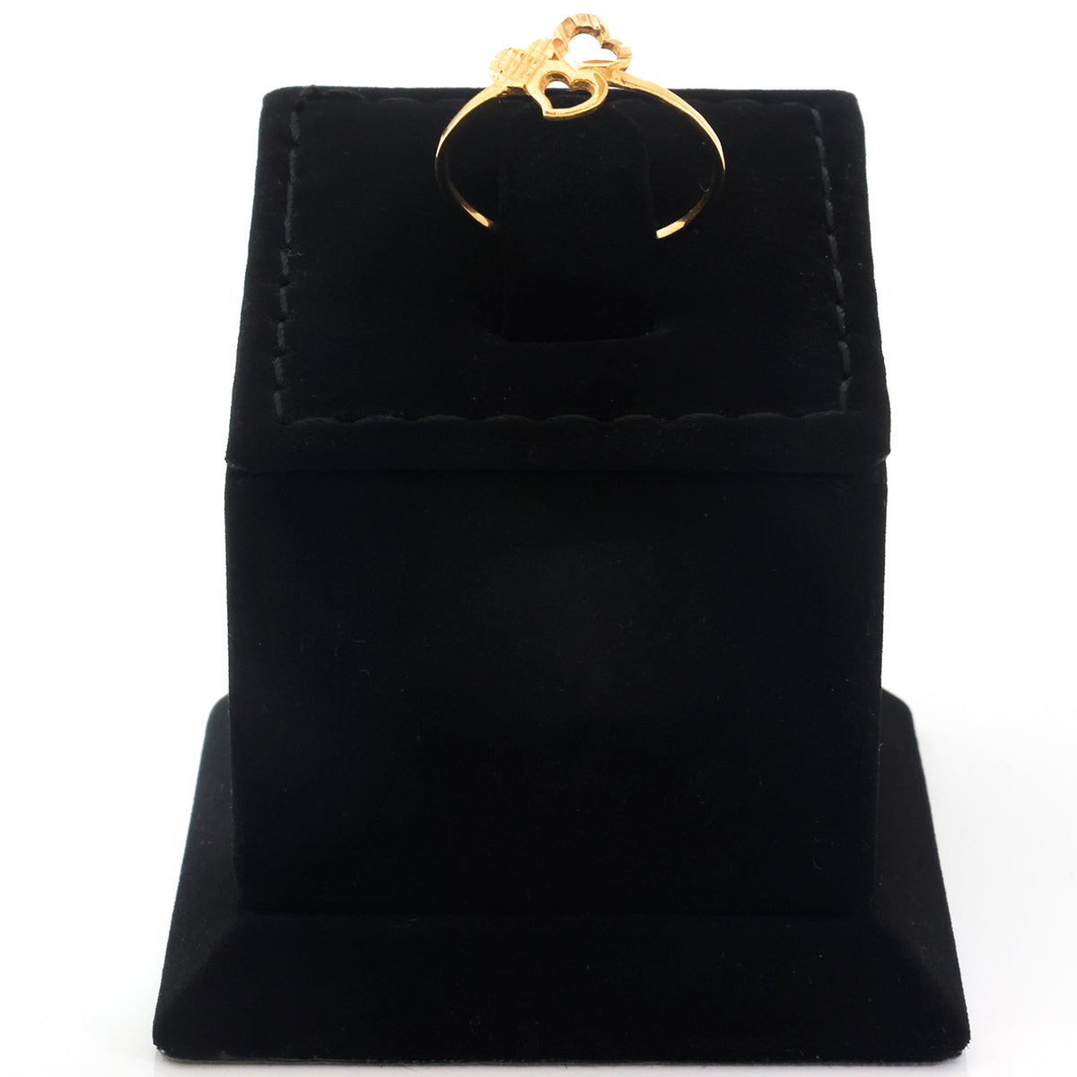 18K Gold Textured Heart Duo Ring