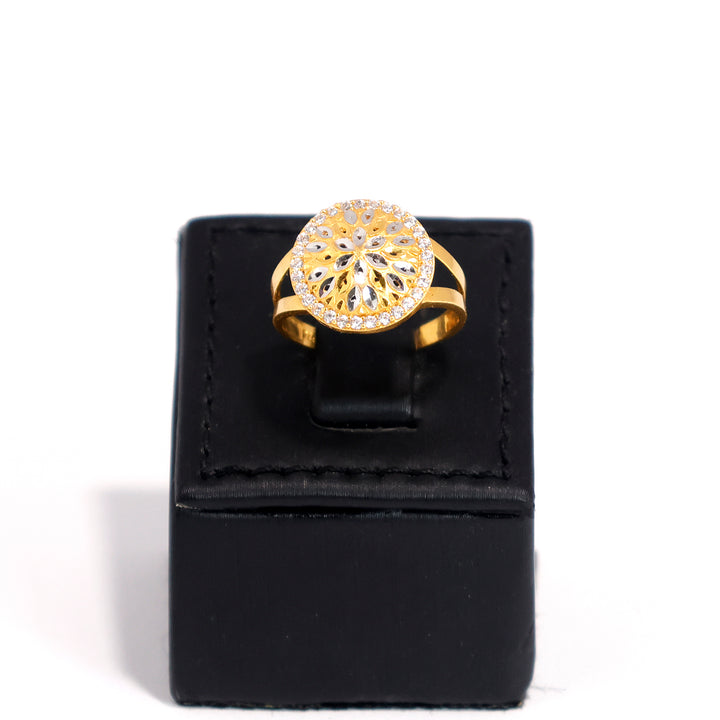22k Gold CZ Ring - Round Halo Design - Zero Making Charge - Main View