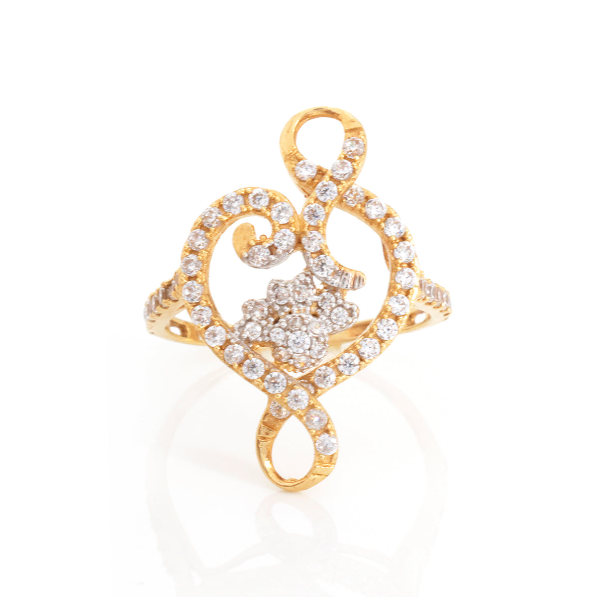 18K Gold Pave Scroll Cluster Ring - Zero making charge