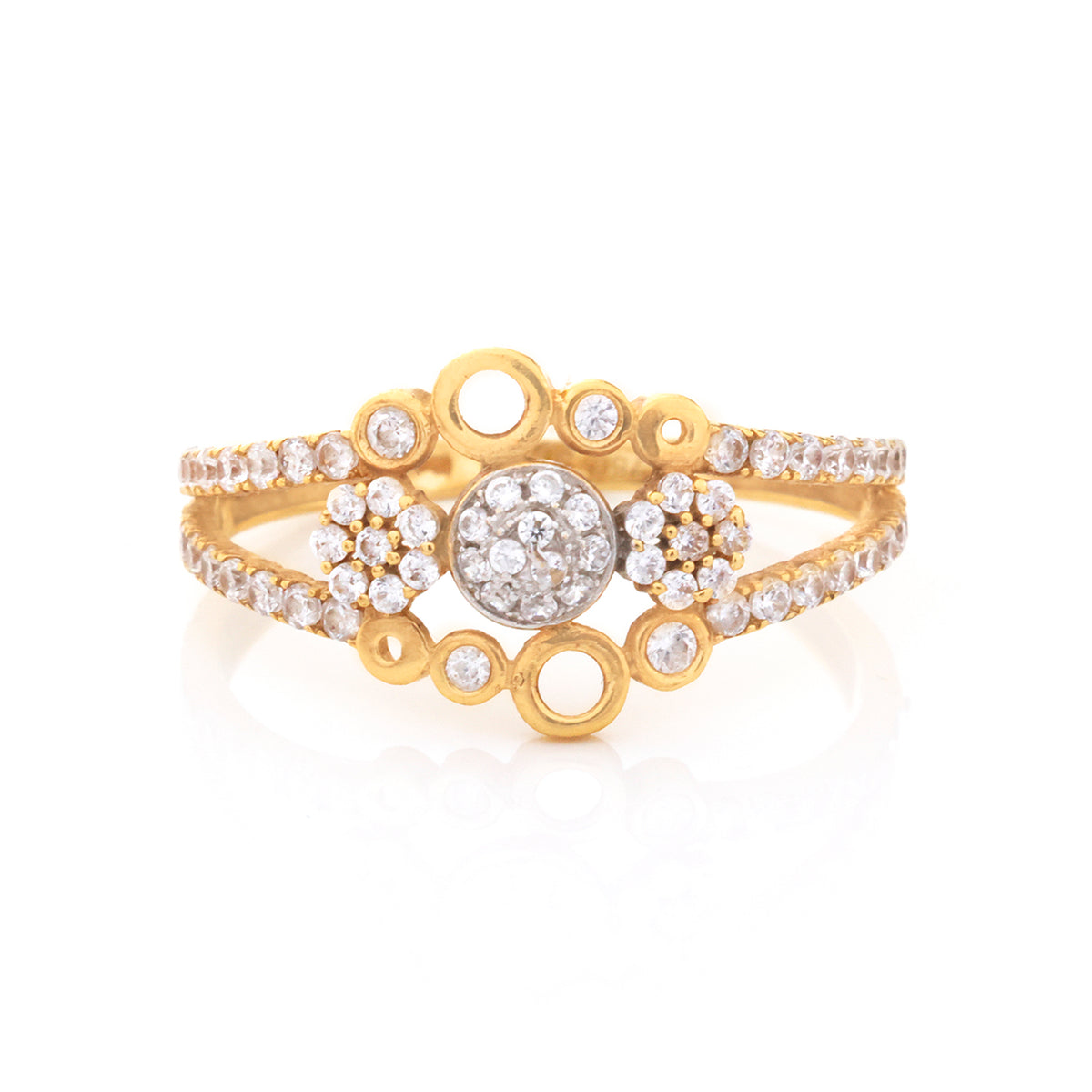 18K Gold Pave Flower Cluster Ring - Zero making charge