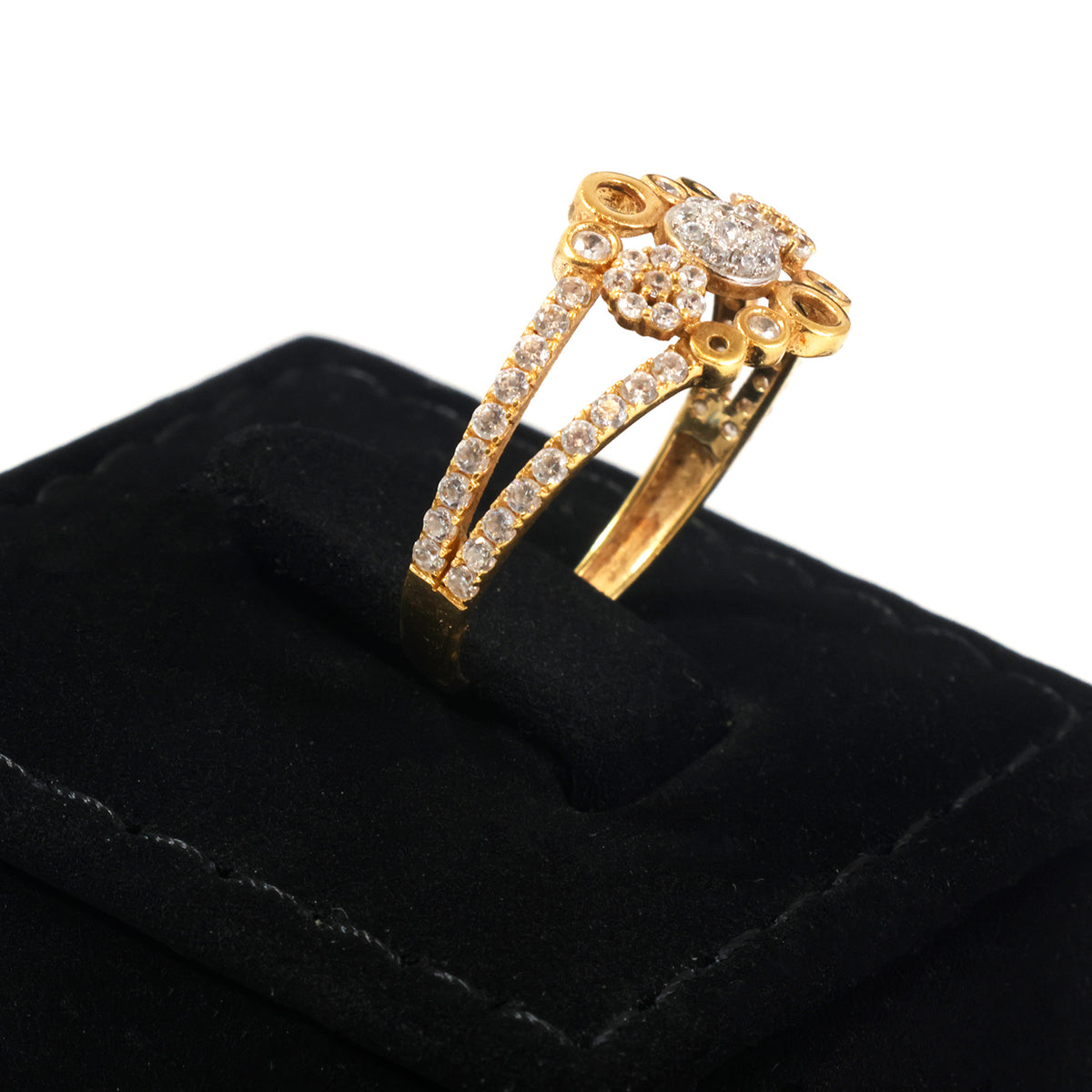18K Gold Pave Flower Cluster Ring - Zero making charge