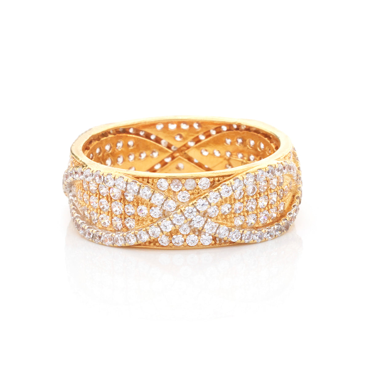 18K Gold Woven Pave Eternity Ring
