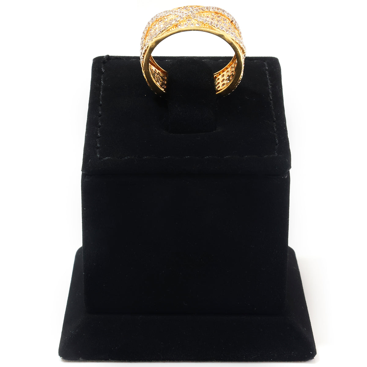 18K Gold Woven Pave Eternity Ring