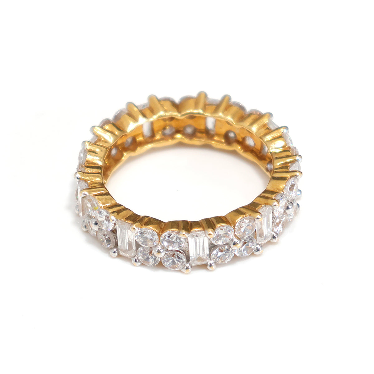 18K Gold CZ Eternity Band Ring with Brilliant Finish – Main View