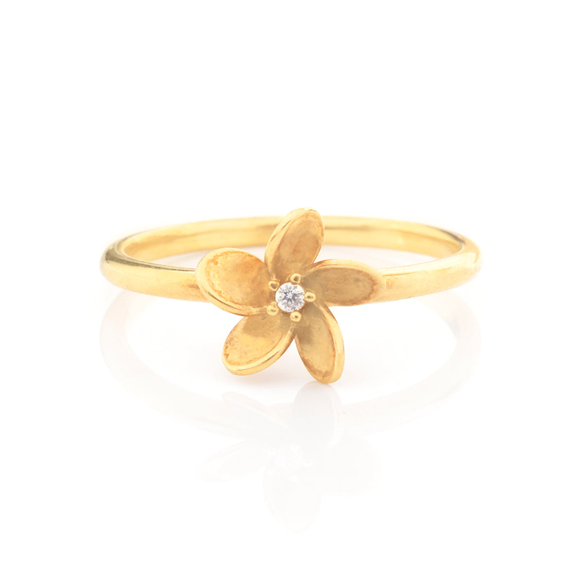 18K Gold Stone-Set Flower Ring
