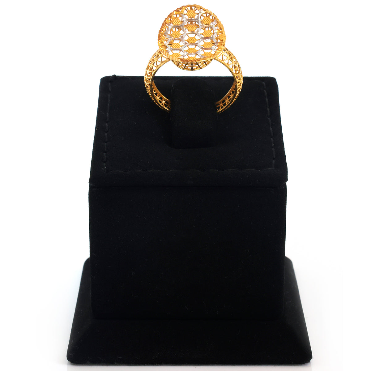 22K Gold Two-Tone Honeycomb Oval Ring