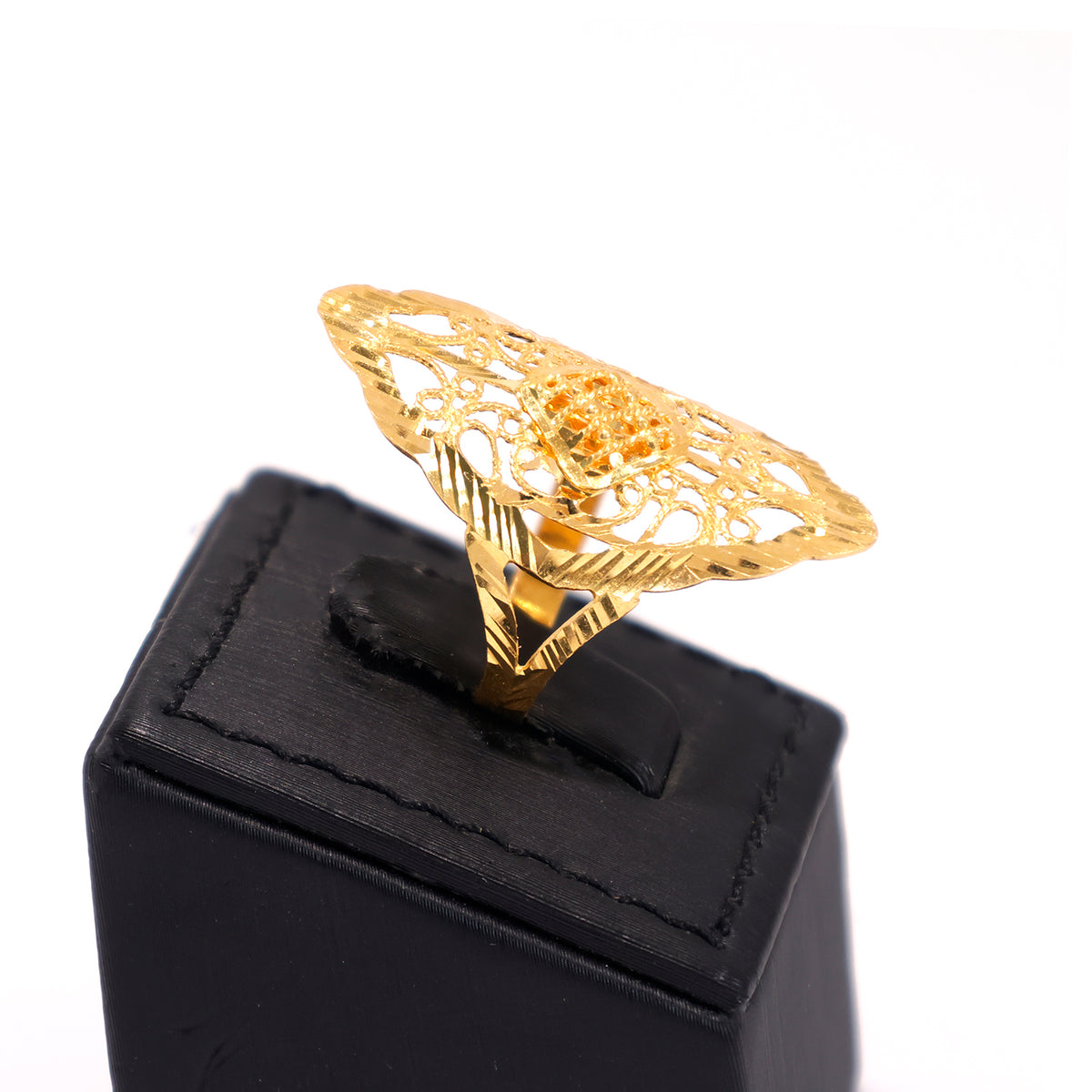 22K Gold Ring - Wide Sleek Yellow Band - Zero Making Charge - Side Angle