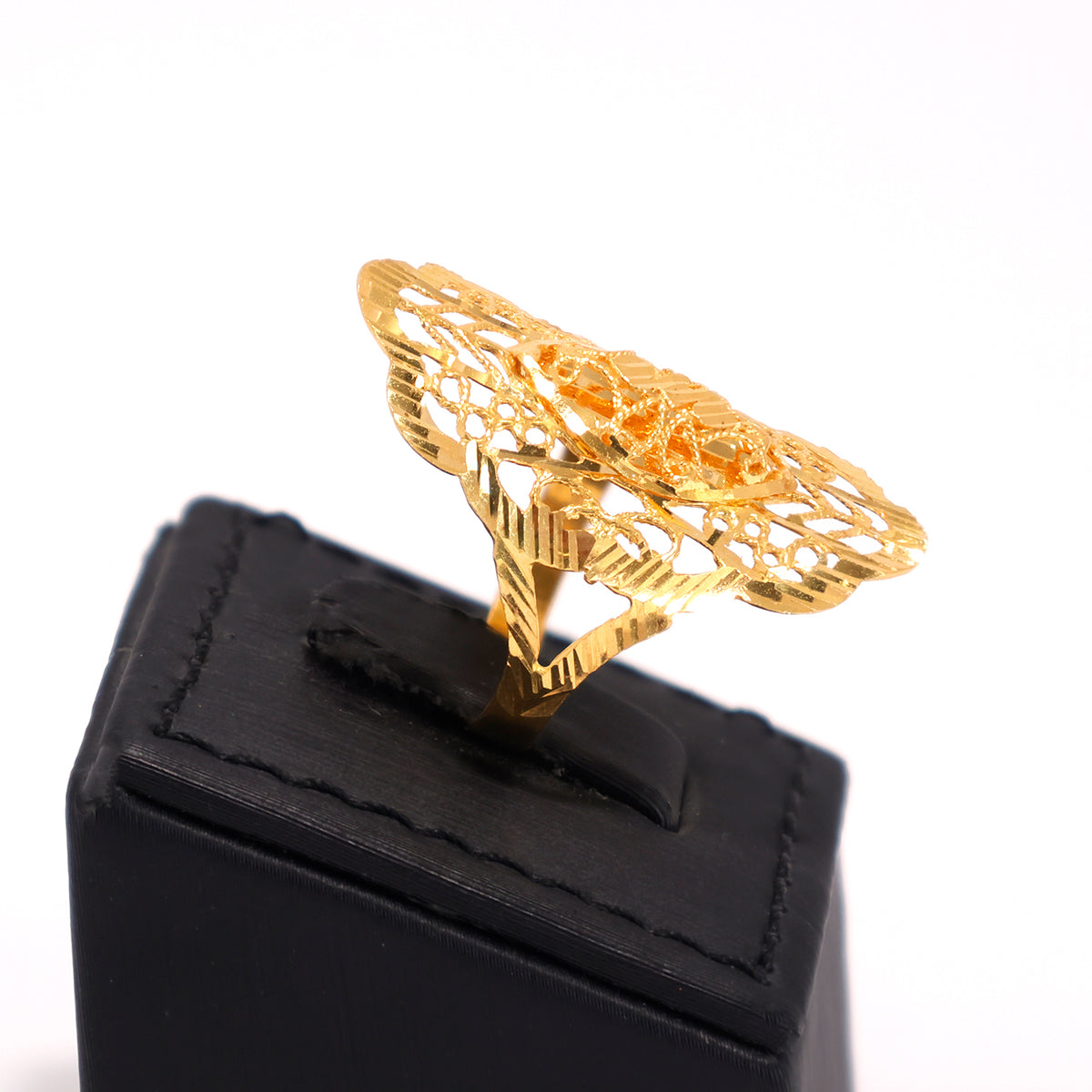 22K Gold Ring - Bold Polished Yellow Band - Zero Making Charge - Side Angle