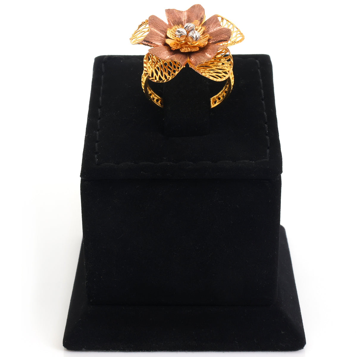 22K Gold Five-Petal Flower Filigree Ring