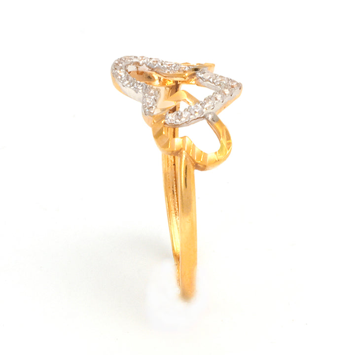 21K Gold Ring – Star Outline Pavé Accent – Zero Making Charge