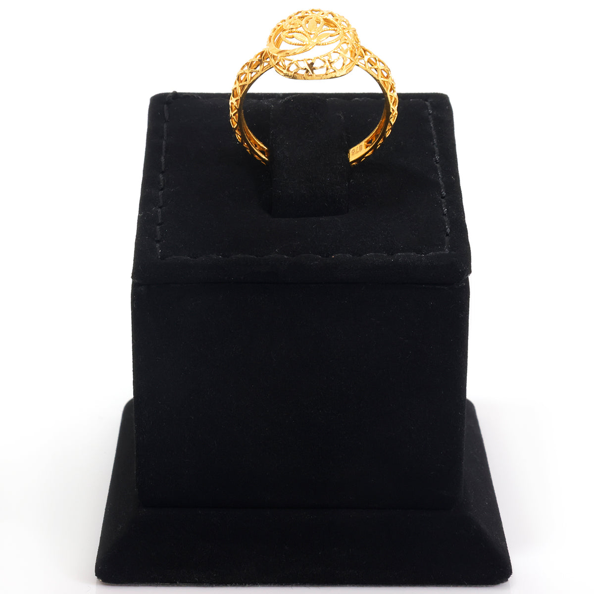 21K Gold Lotus Motif Open Lattice Ring