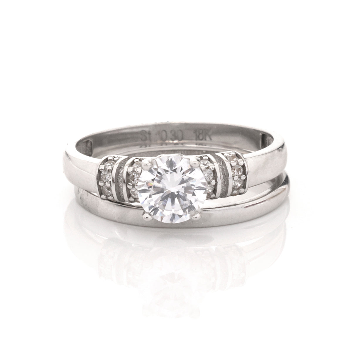 18K Gold Pave Bridal Set Ring