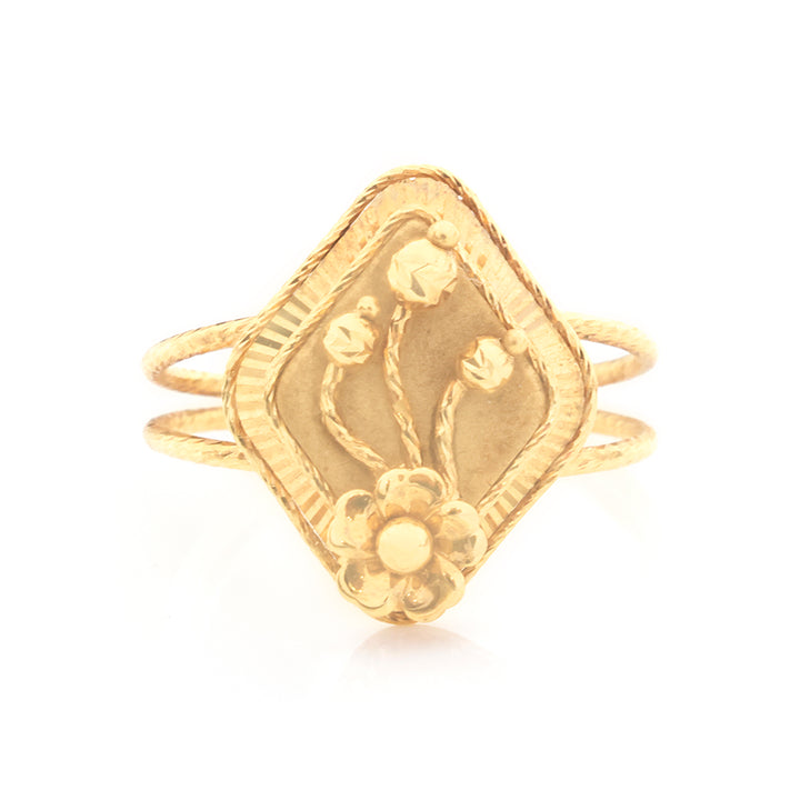 18K Gold Swirl Teardrop Ring