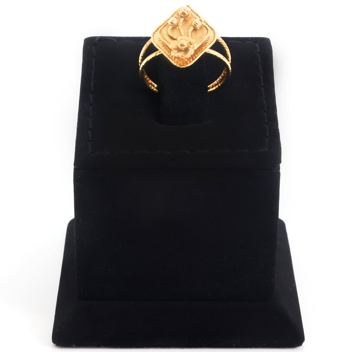 18K Gold Swirl Teardrop Ring
