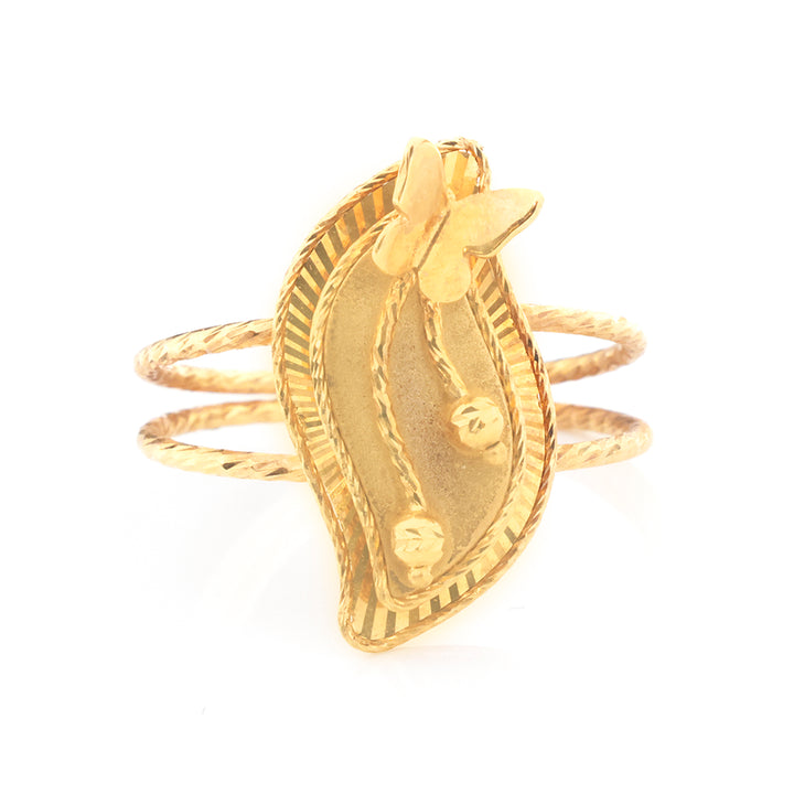 18K Gold Fluted Leaf Cluster Ring