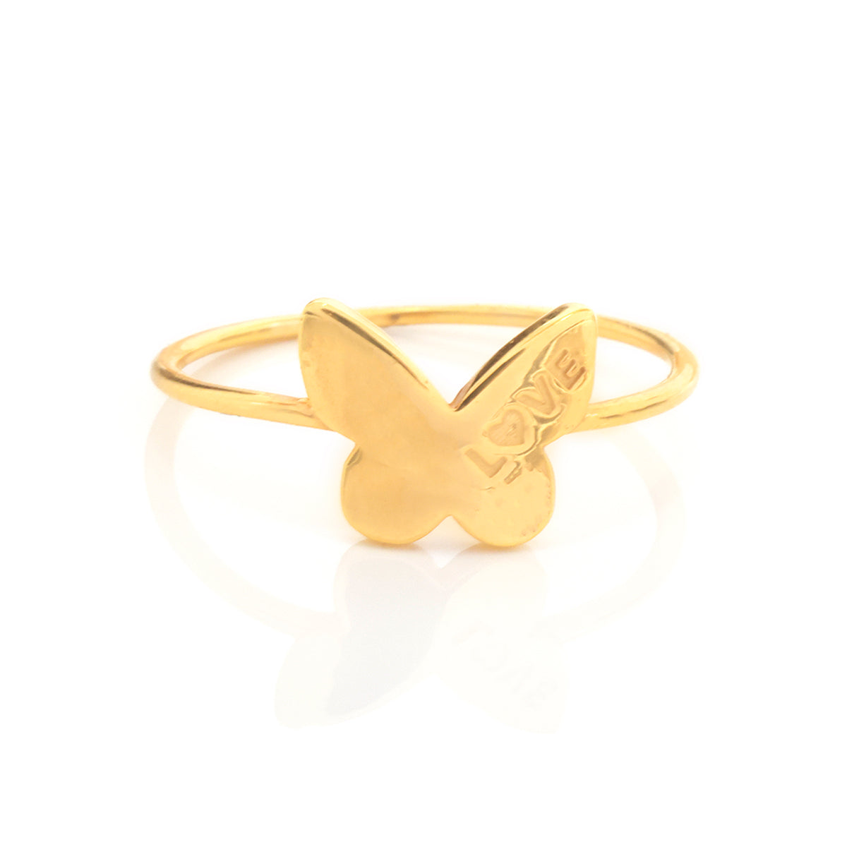 18K Gold Butterfly LOVE Ring