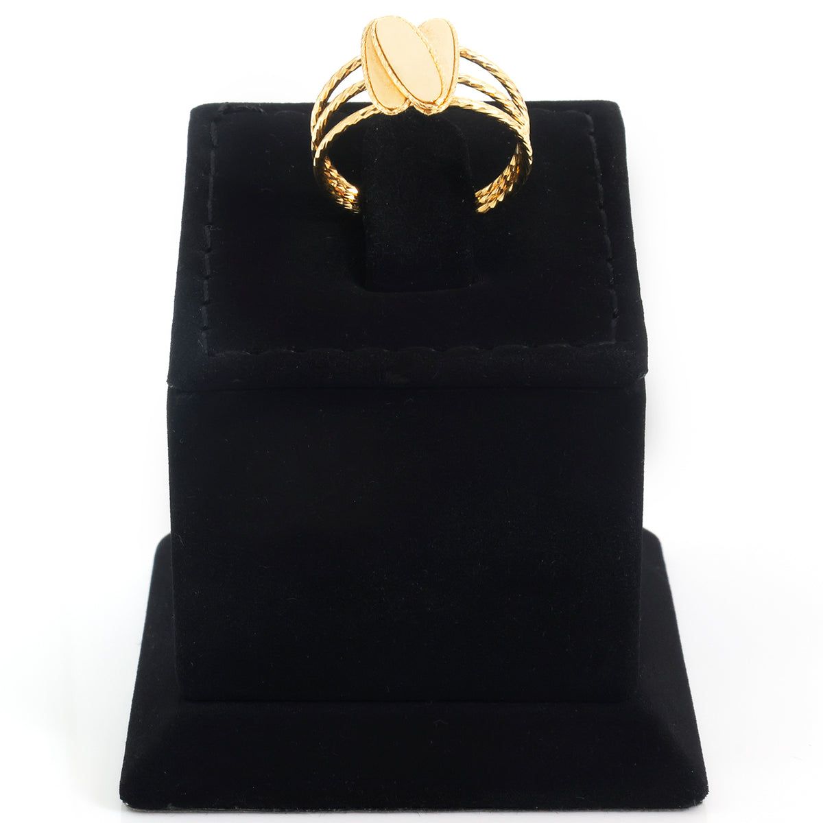 18K Gold Twin Oval Leaf Ring