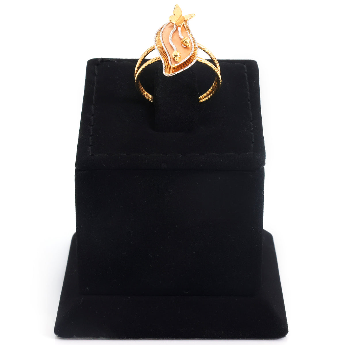 18K Gold Three-Color Butterfly Leaf Ring