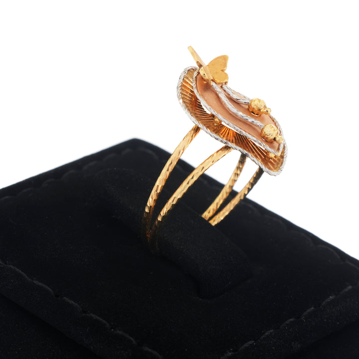 18K Gold Three-Color Butterfly Leaf Ring