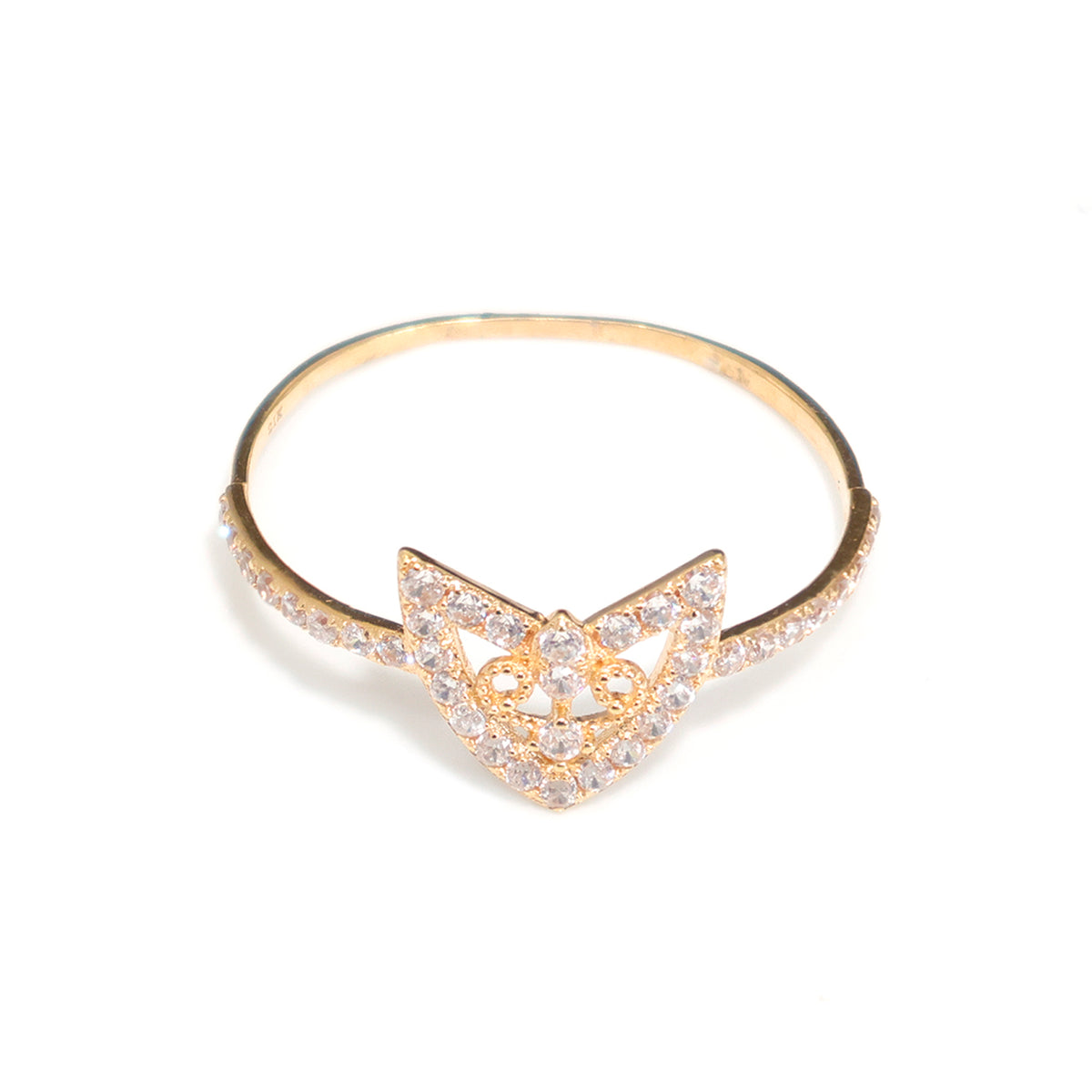 21K Gold CZ Ring with Elegant Geometric Design – Main View