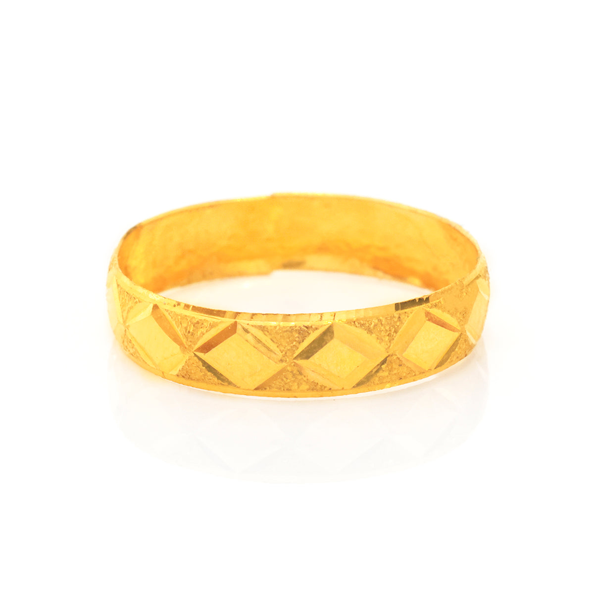 22K Gold Diamond-Cut Checker Band Ring