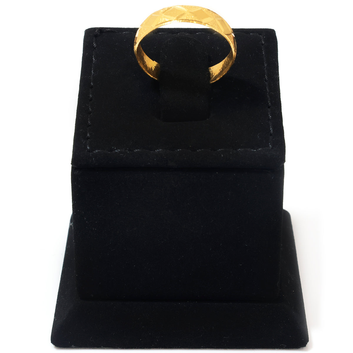22K Gold Diamond-Cut Checker Band Ring