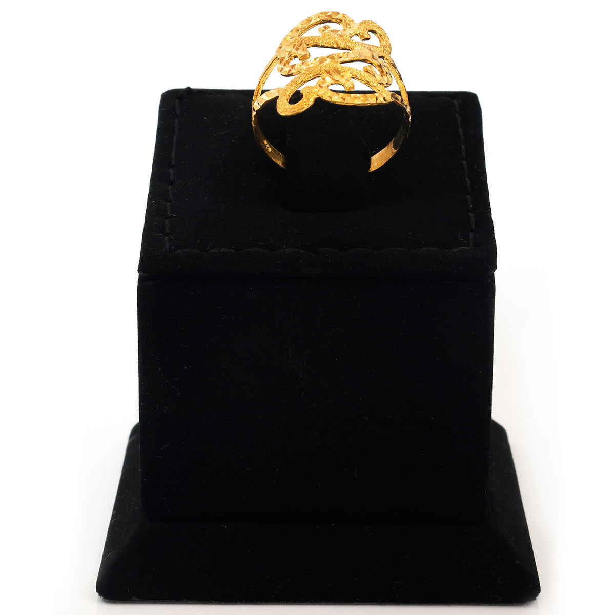 22K Gold Textured Scroll Wave Ring