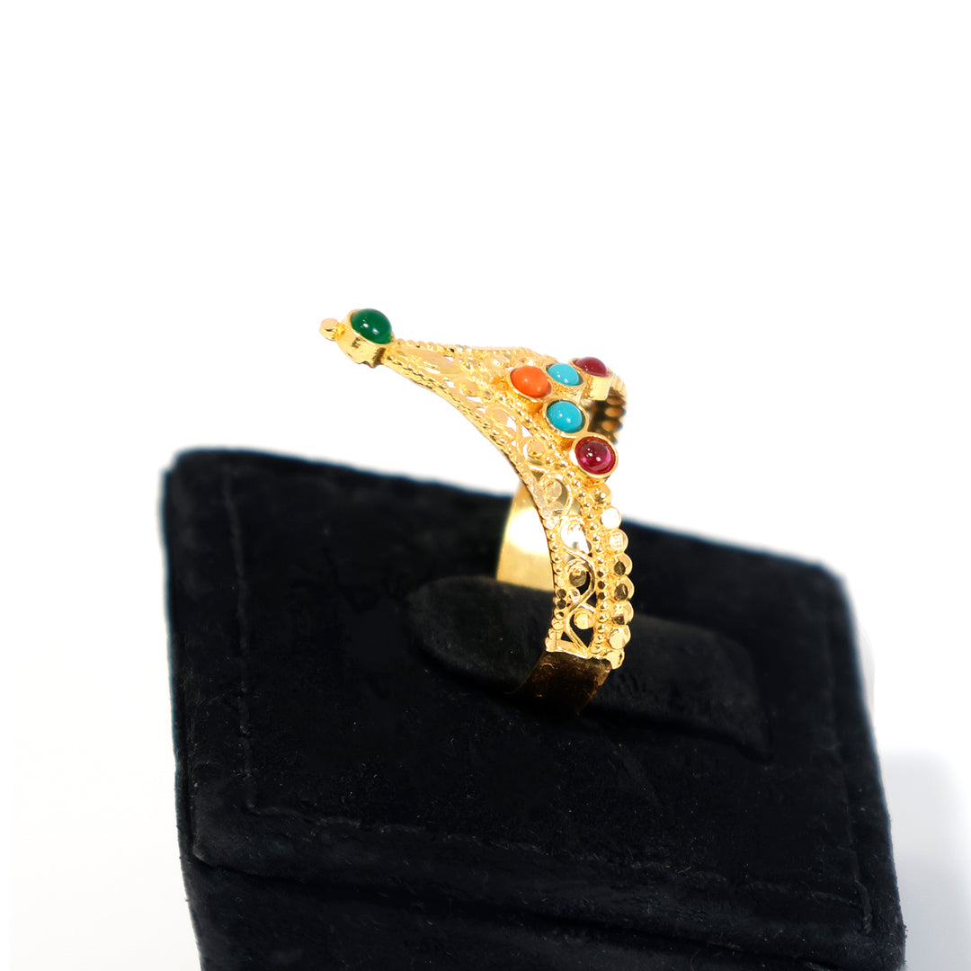 21K Gold Ring – Filigree Tiara Multi-Bead – Zero Making Charge