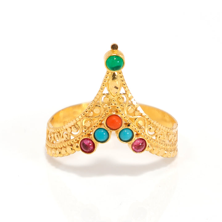 21K Gold Ring – Filigree Tiara Multi-Bead – Zero Making Charge