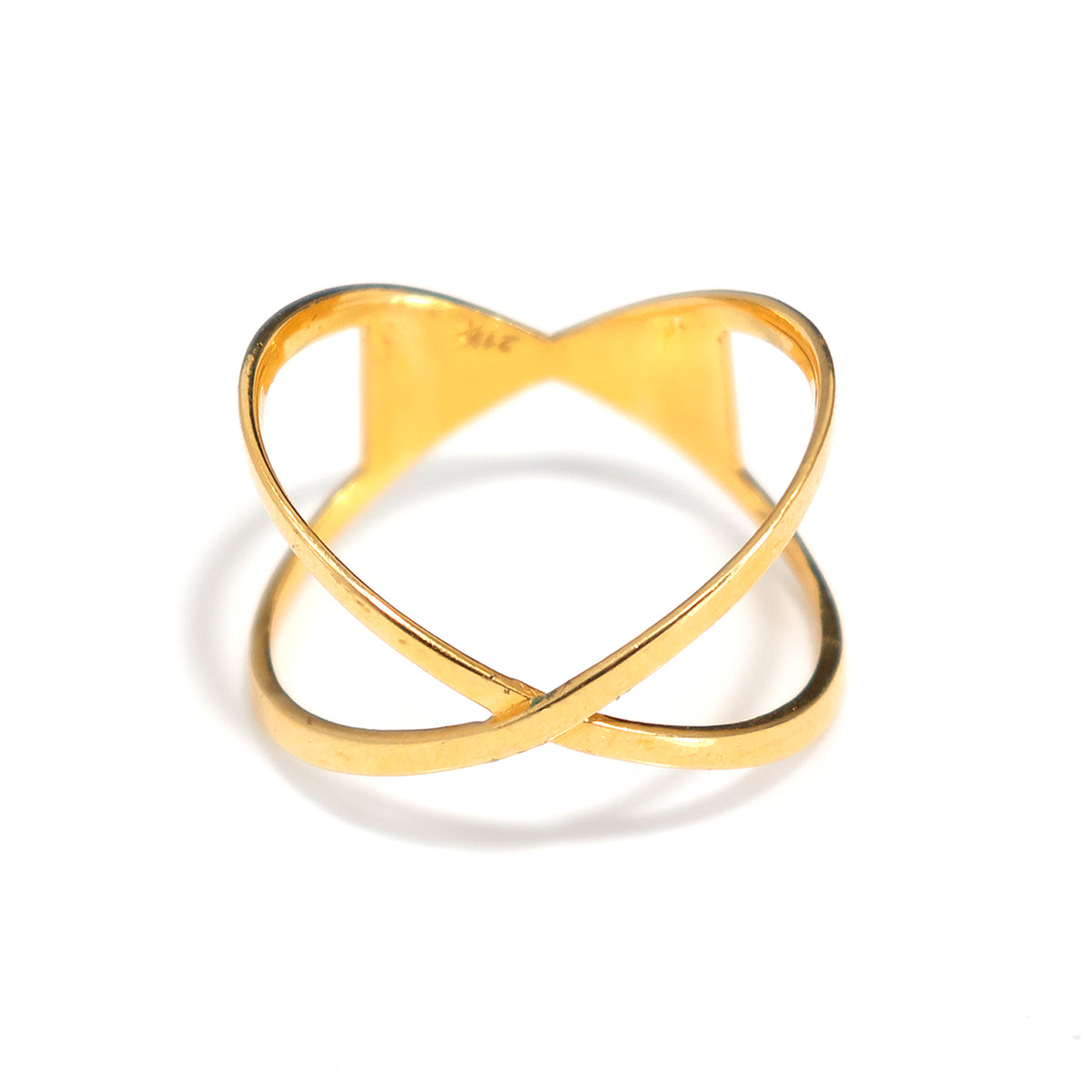21K Gold Open Ring – Minimal Crossover Design – Main View