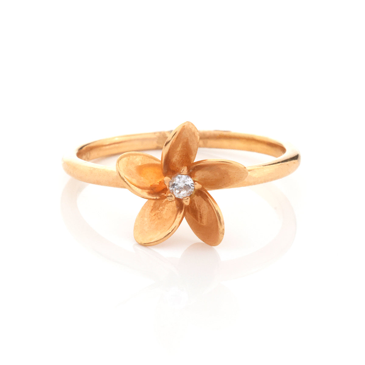 18K Gold Rose Plumeria Ring