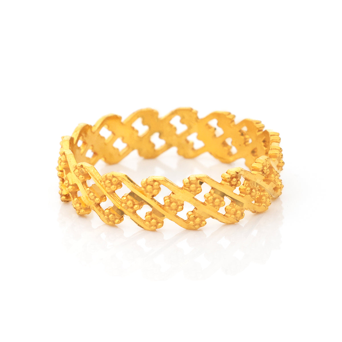 22K Gold Beaded Zigzag Eternity Band Ring
