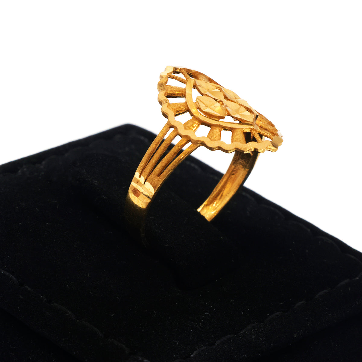 22K Gold Diamond-Cut Lattice Marquise Ring - Zero making charge